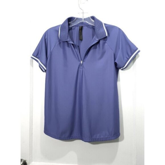 Mondetta Women's Golf Shirt Collared Short Sleeve 1/4 Zipper - Plum Color - Picture 9 of 10